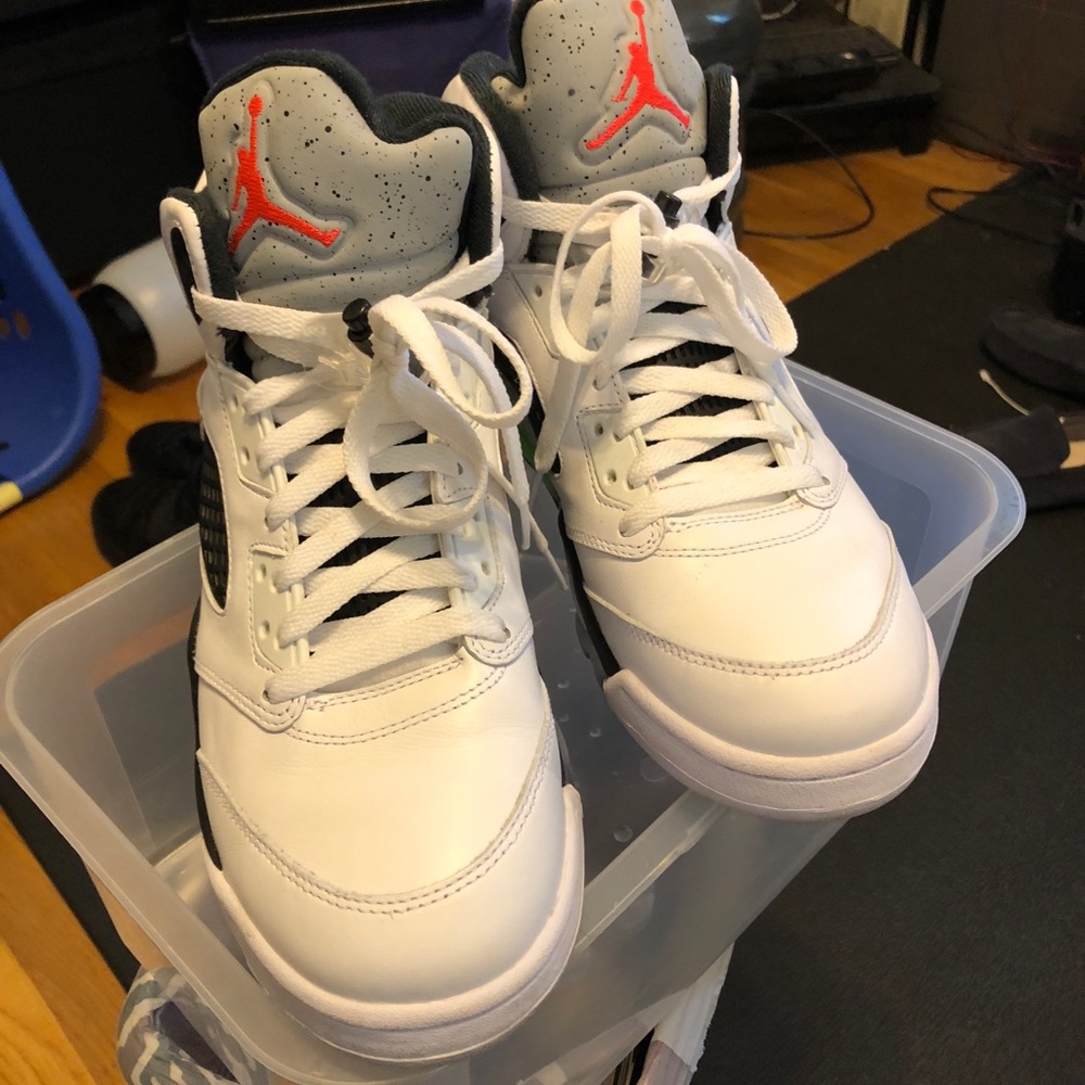 White , orange and lime green all stars Jordan’s 5